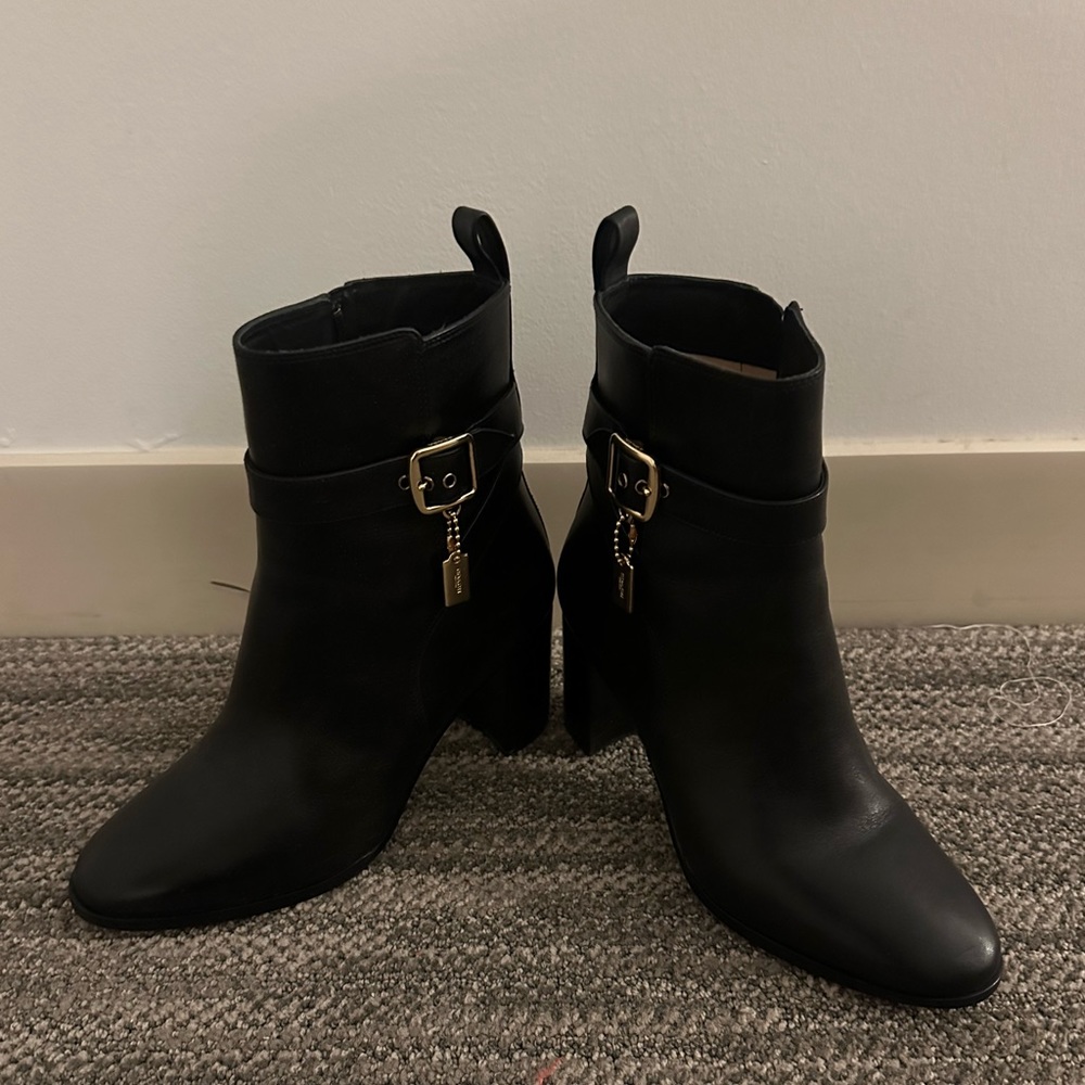 Coach Black Leather Booties